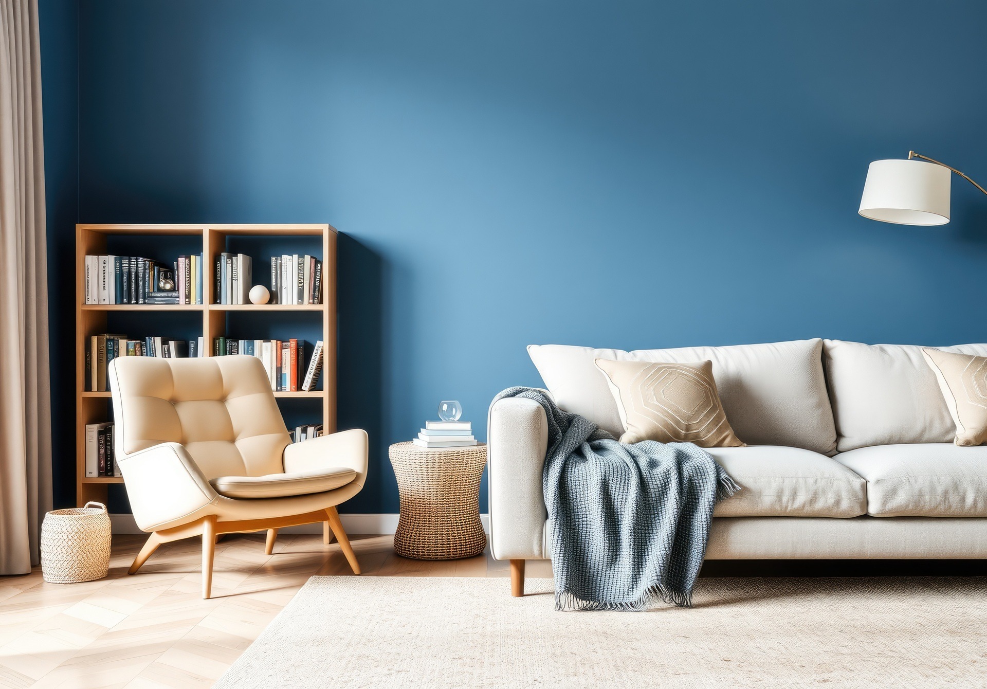 Helles Wohnzimmer mit Lesesessel | Bettbank