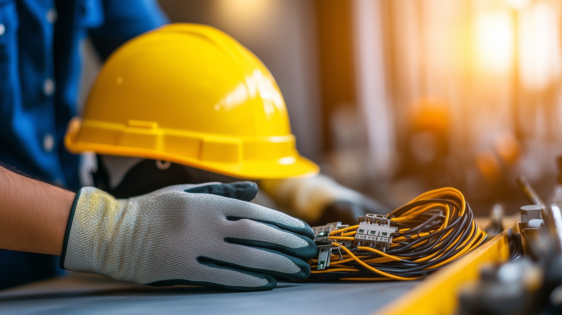 Handschuhe und Helm bei Elektroarbeit | Arbeitsschutz E-Learning